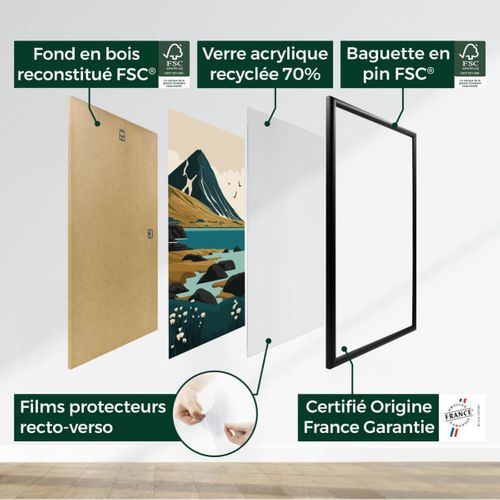 Cadre Photo Essentiel Exposition Brut 70x100 Cm  Bois Clair Naturel Bois Massif Fsc