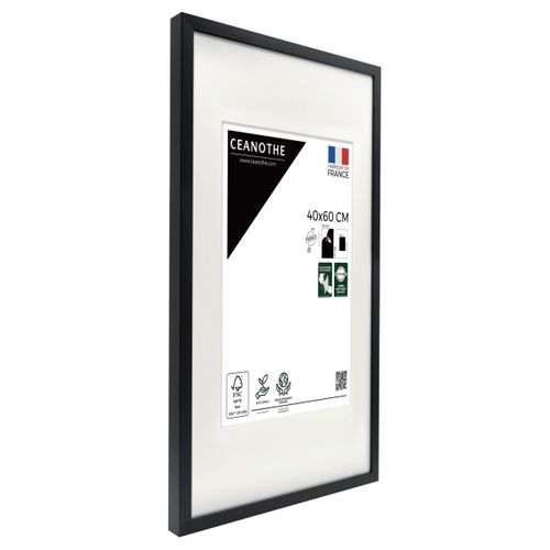 Cadre Photo Milan Noir 40x60 Cm Avec Passe-partout Noir Bois Reconstitué Fsc