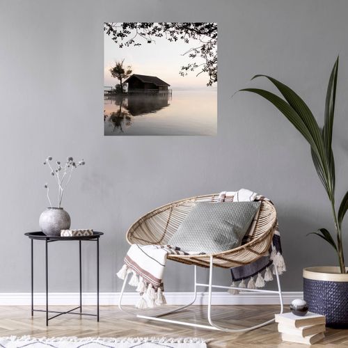 Tableau Sur Verre Synthétique Vue Sur L'eau 90x90 Cm