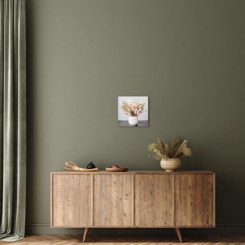 Tableau Sur Toile Vase De Fleurs Séchées 30x30 Cm