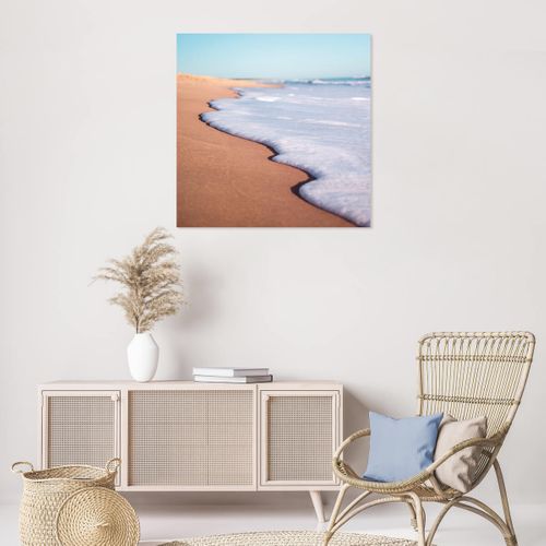 Tableau Sur Verre Synthétique Tropical Beach 90x90 Cm