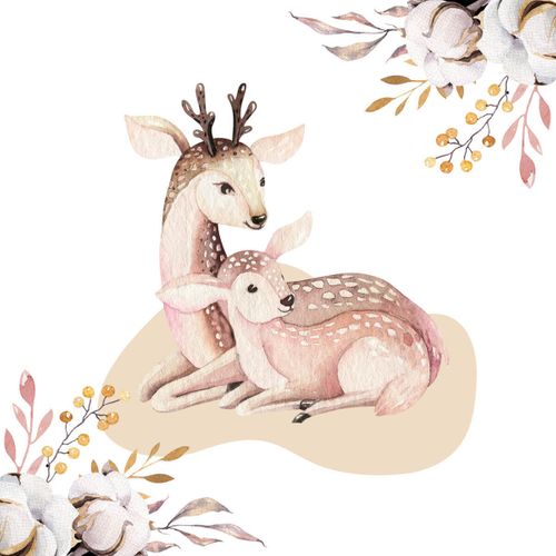 Tableau Sur Toile Biches 30x30 Cm