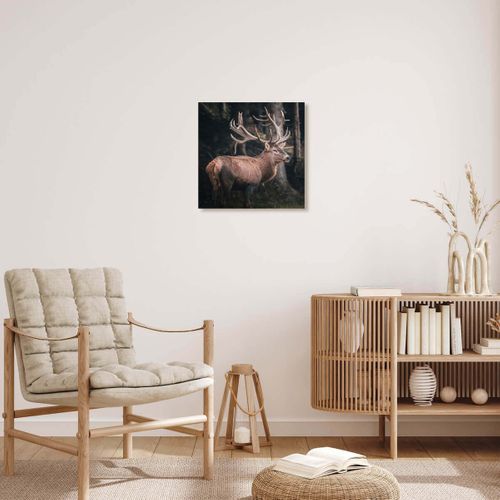 Tableau Sur Toile Portrait Cerf 30x30 Cm