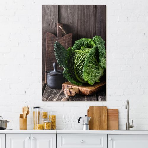 Tableau Sur Verre Synthétique Chou Authentique 80x120 Cm