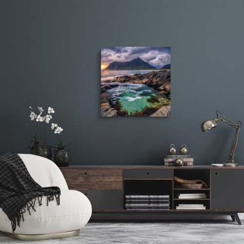 Tableau Sur Verre Terre Et Eau 45x45 Cm