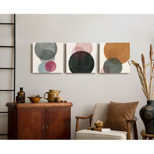 Tableau Sur Toile Rond Abstrait 30x30 Cm