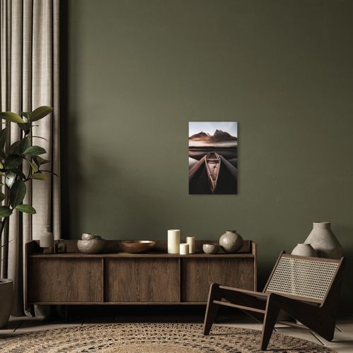 Tableau Sur Toile Barque Montagne 30x45 Cm