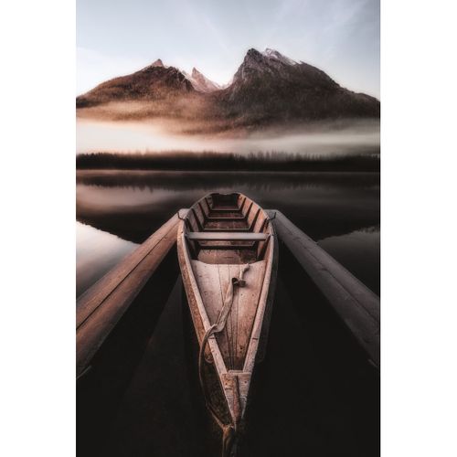 Tableau Sur Toile Barque Montagne 30x45 Cm