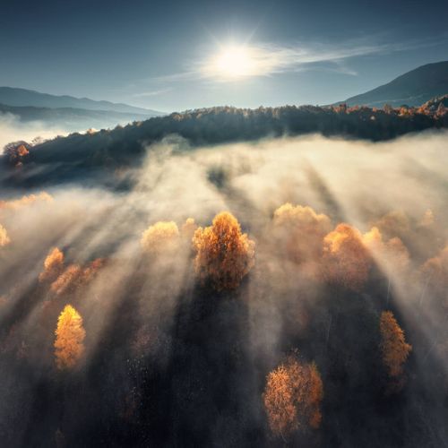 Tableau Sur Verre Paysage Coloré 30x30 Cm