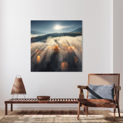 Tableau Sur Verre Synthétique Paysage Coloré 90x90 Cm
