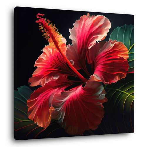 Tableau Sur Toile Hibiscus 30x30 Cm
