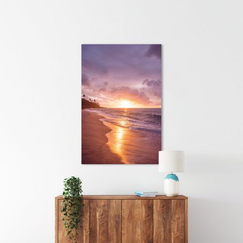Tableau Sur Toile Couché De Soleil Sur Plage 65x97 Cm
