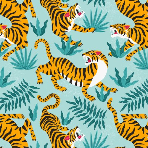 Tableau Sur Toile Illustration Tigre Sauvage 30x30 Cm