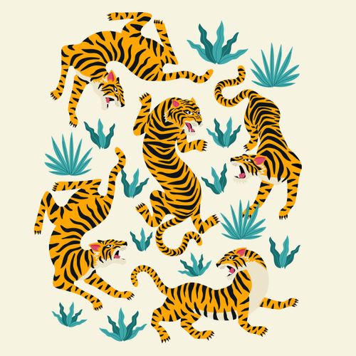 Tableau Sur Toile Illustration Faune Sauvage 30x30 Cm