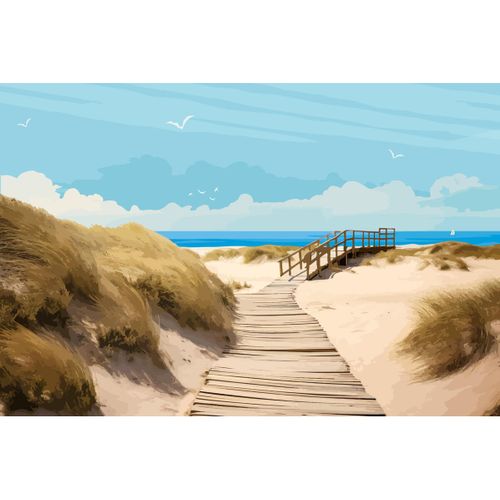 Tableau Sur Toile Allée Vers La Plage 30x45 Cm