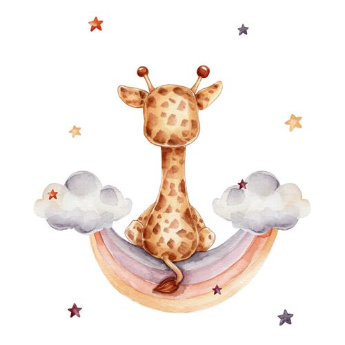 Tableau Sur Toile Girafe Rêveuse 30x30 Cm