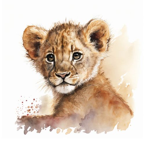 Tableau Sur Toile Lionceau Enfant 30x30 Cm