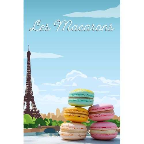Tableau Sur Toile Illustration Macarons 30x45 Cm