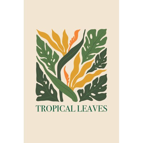 Tableau Sur Toile Feuilles Tropicales 45x65 Cm