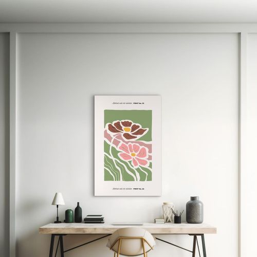 Tableau Sur Verre Synthétique Abstractions Florales 65x97 Cm