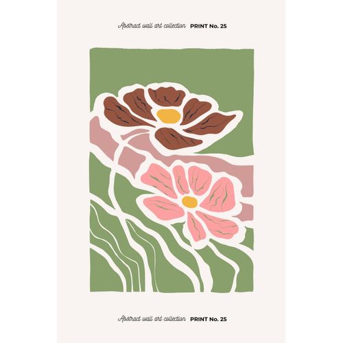 Tableau Sur Verre Synthétique Abstractions Florales 65x97 Cm