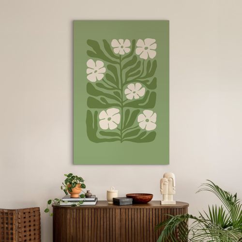 Tableau Sur Toile Composition Florale Verte 80x120 Cm