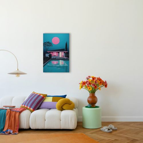 Tableau Sur Toile Villa Au Crépuscule 45x65 Cm