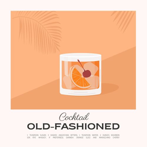 Tableau Sur Toile Cocktail Old-fashioned 45x45 Cm