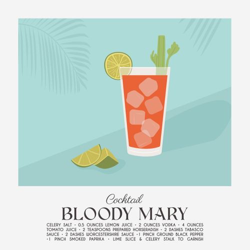 Tableau Sur Toile Cocktail Bloody Mary 45x45 Cm
