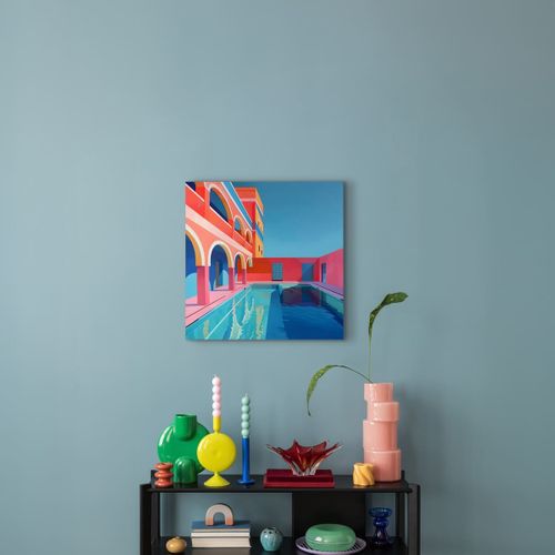 Tableau Sur Toile Architecture Colorée 45x45 Cm