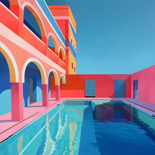 Tableau Sur Toile Architecture Colorée 45x45 Cm