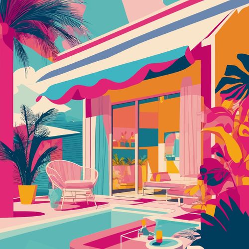 Tableau Sur Toile Architecture Tropicale 90x90 Cm