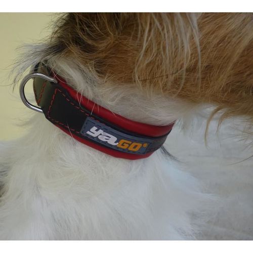 Collier En Cuir Souple Taille S 27-35 Cm Noir Et Rouge Pour Chien - 819064