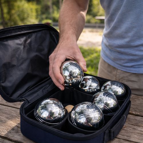 Jeu De Pétanque En Métal – 6 Boules Avec Housse De Transport, Cochonnet Et Cordon De Mesure – Loisir