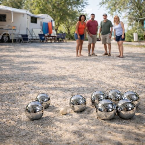Jeu De Pétanque En Métal – 8 Boules Avec Housse De Transport, Cochonnet Et Cordon De Mesure – Loisir