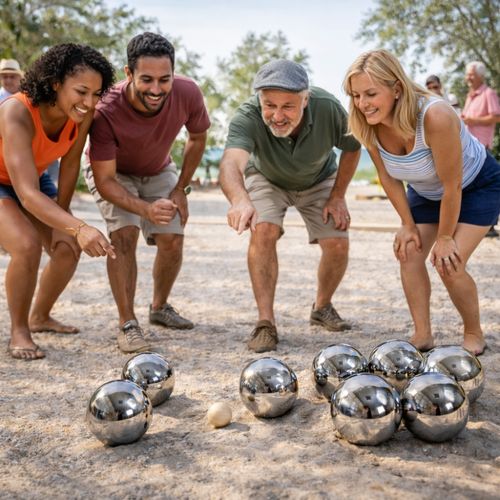 Jeu De Pétanque En Métal – 8 Boules Avec Housse De Transport, Cochonnet Et Cordon De Mesure – Loisir