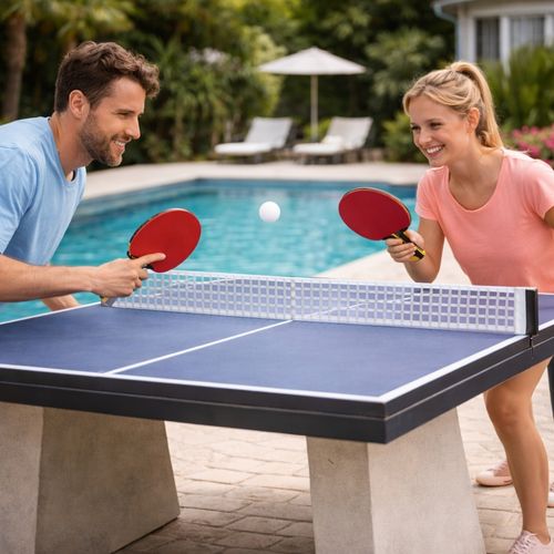 Set Ping Pong 2 Raquettes Et 2 Balles Avec Housse De Transport