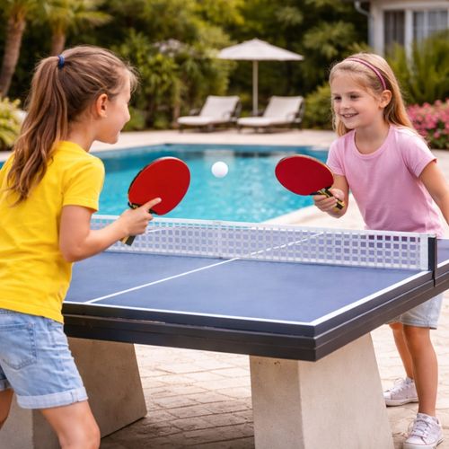 Set Ping Pong 2 Raquettes Et 2 Balles Avec Housse De Transport