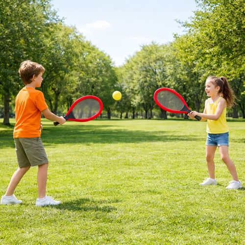 Set De Tennis Géant XL – 2 Raquettes 55 Cm, Volant Et Balle Souple, Couleurs Aléatoires, Jeu D’extér