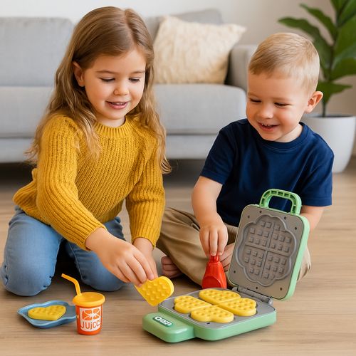 Jouet Gaufrier Sonore Et Lumineux Avec Accessoires, Gaufre Magique Qui Change De Couleur, à Piles, D