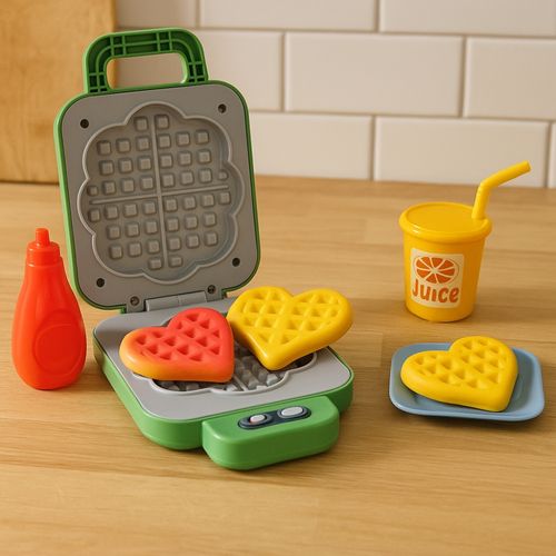 Jouet Gaufrier Sonore Et Lumineux Avec Accessoires, Gaufre Magique Qui Change De Couleur, à Piles, D