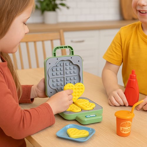 Jouet Gaufrier Sonore Et Lumineux Avec Accessoires, Gaufre Magique Qui Change De Couleur, à Piles, D