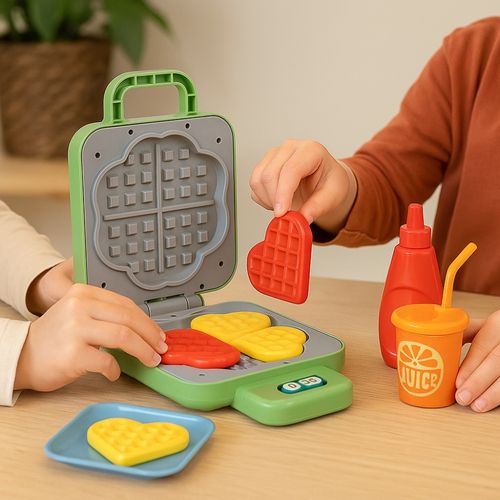 Jouet Gaufrier Sonore Et Lumineux Avec Accessoires, Gaufre Magique Qui Change De Couleur, à Piles, D