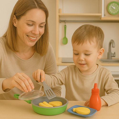 Jouet Poêle Sonore Et Lumineuse Avec Aliments Magiques, Changement De Couleur, Bruit De Cuisson, à P