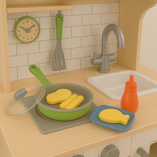 Jouet Poêle Sonore Et Lumineuse Avec Aliments Magiques, Changement De Couleur, Bruit De Cuisson, à P