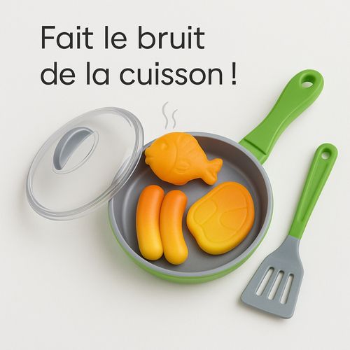 Jouet Poêle Sonore Et Lumineuse Avec Aliments Magiques, Changement De Couleur, Bruit De Cuisson, à P