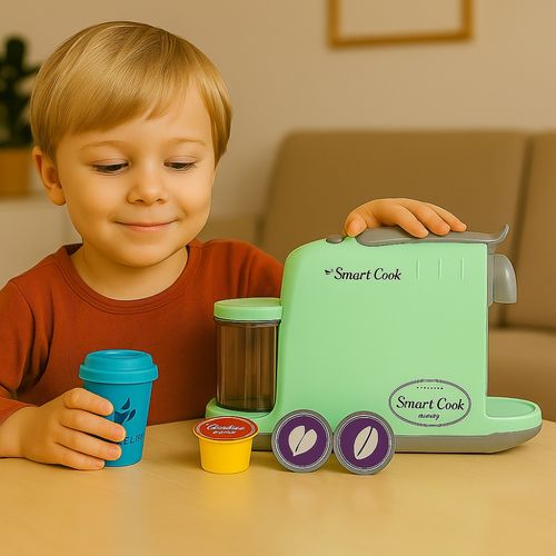 Cafetière Jouet Sonore Et Lumineuse Avec Tasse Magique, Changement De Couleur, Capsule Incluse, Dès