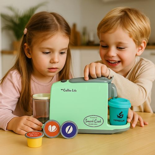 Cafetière Jouet Sonore Et Lumineuse Avec Tasse Magique, Changement De Couleur, Capsule Incluse, Dès