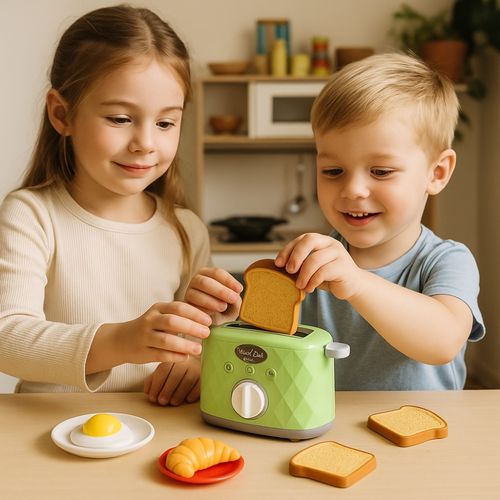 Jouet Grille-pain Sonore, Fonctionnel Comme Un Vrai, Avec 2 Toasts, à Piles, Dès 3 Ans