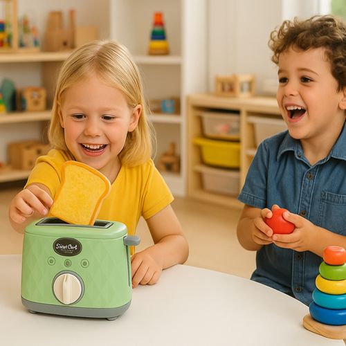 Jouet Grille-pain Sonore, Fonctionnel Comme Un Vrai, Avec 2 Toasts, à Piles, Dès 3 Ans